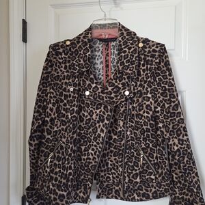 White House Black Market Animal Print Leather Jacket